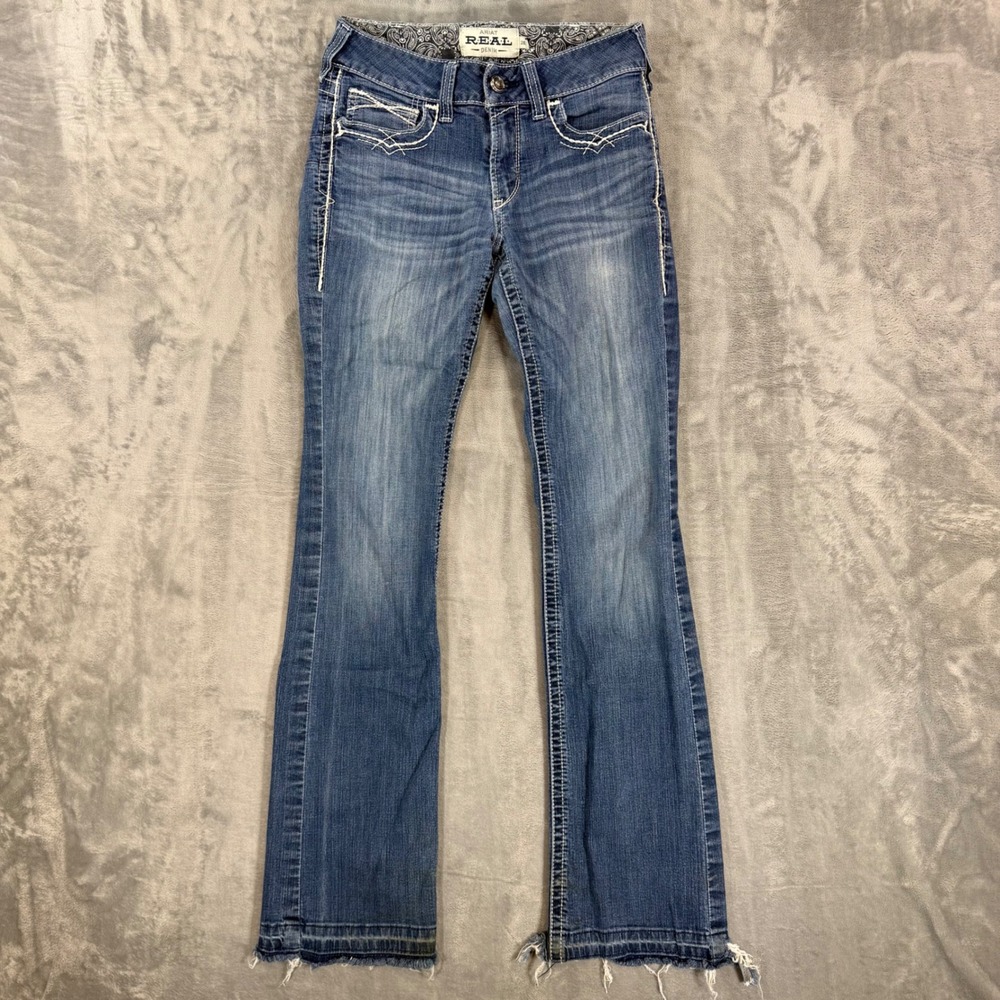 Ariat Mid Rise Bootcut Jeans Womens Size 28L Medium Wash Real Denim